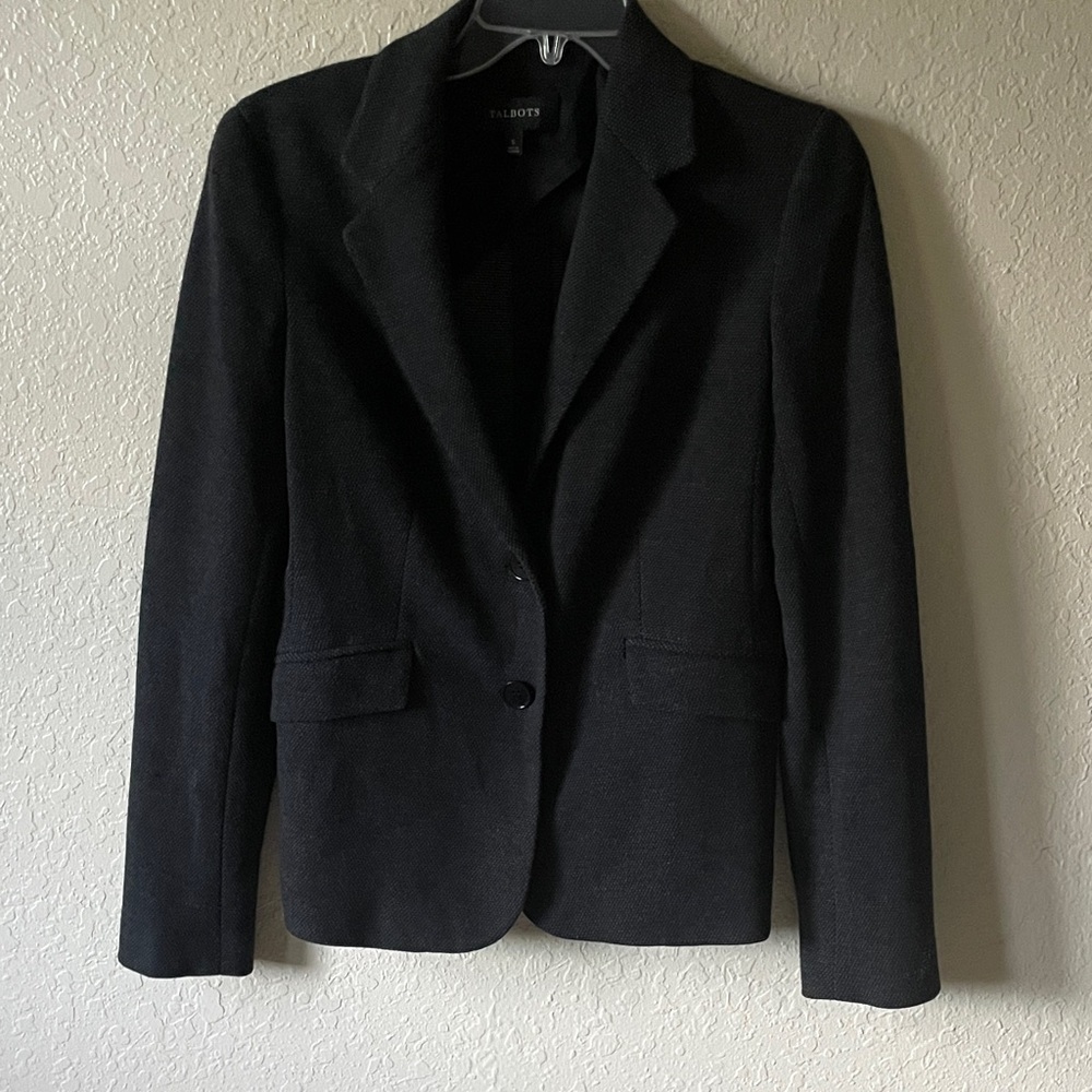 Talbots Women's Black Blazer Two Button Jacket Size Small